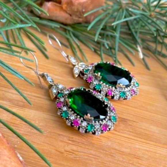 925 Sterling Silver, Tourmaline & Topaz Earrings - Picture 3 of 9